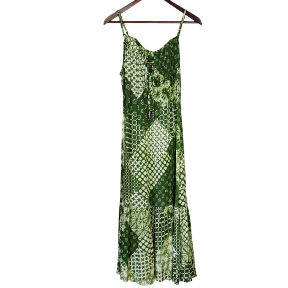 Green Patchwork Maxi Dress - Unbranded